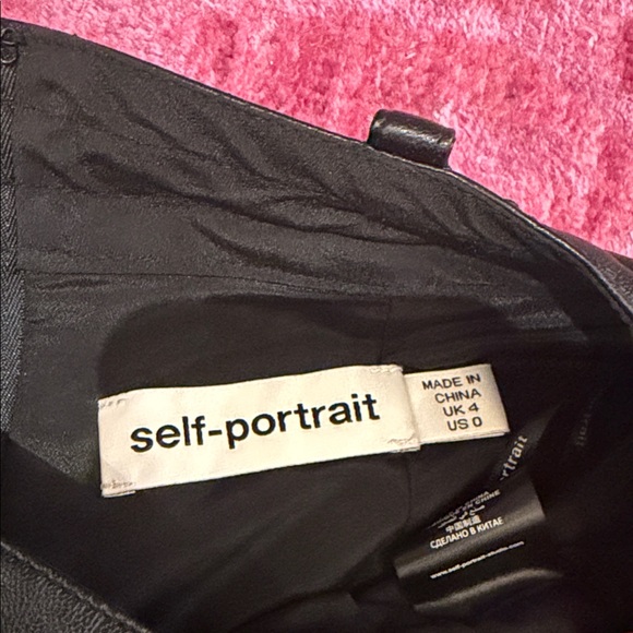 Self-Portrait Black Faux Leather Shorts with Lace Detail - Picture 2 of 5